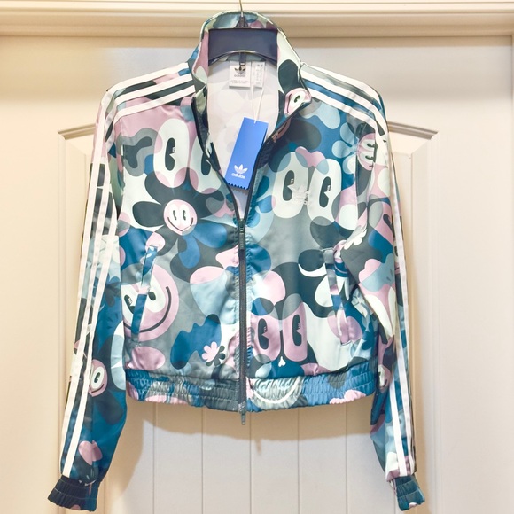 Adidas Originals Hattie BB Track Jacket Multicolor Camo Smiley Print Women’s M - Picture 12 of 12